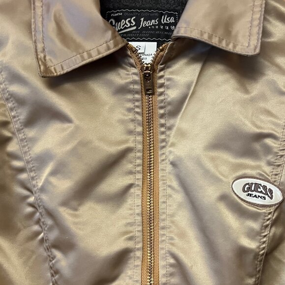 Vintage GUESS JEANS USA Gold Satin Bomber Jacket - Made in Canada - Size S - Picture 3 of 11